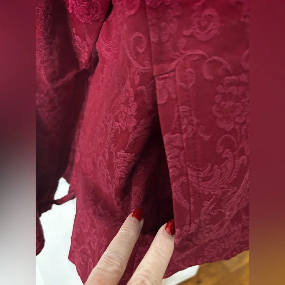 Appleseed’s Red Wine Buttoned Jacket Plus Size 18 Petite Jaquard Pattern Stretch